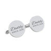 Daddy Since – personalised round  silver and black cufflinks - Script font