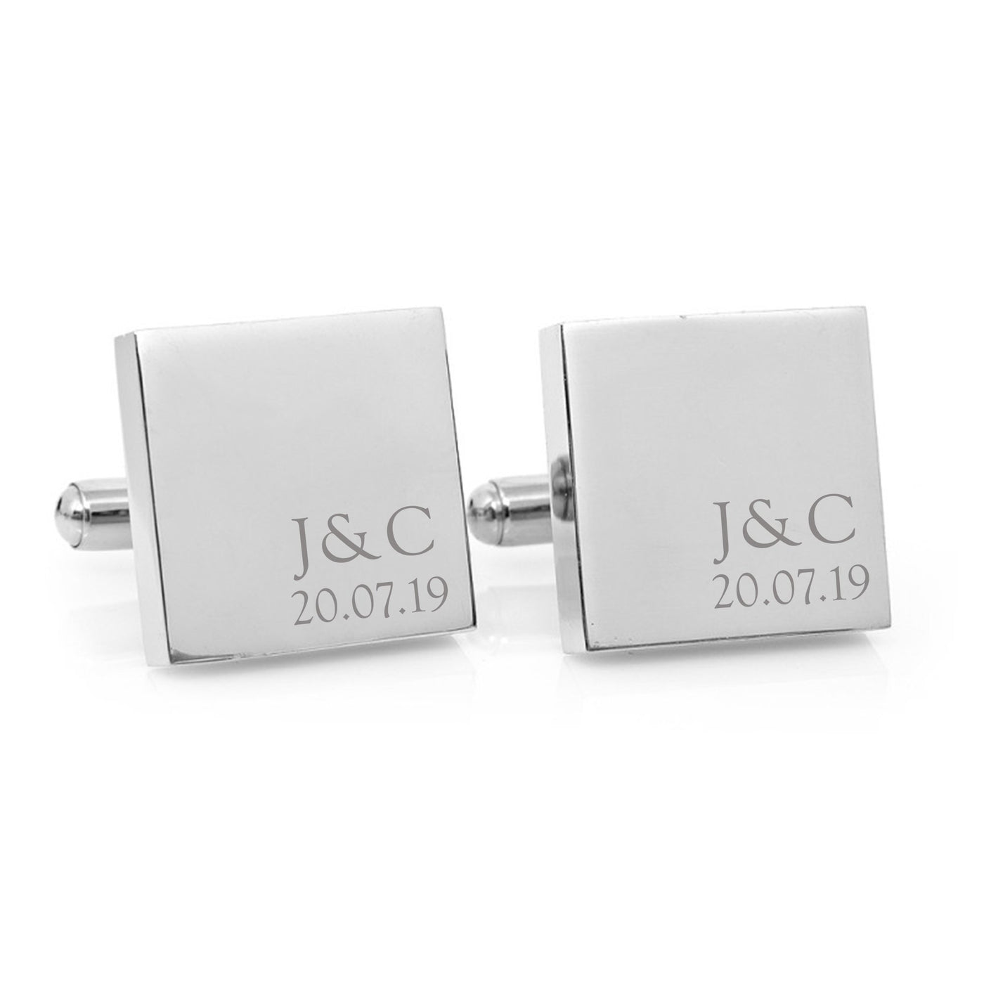 Minimalist Couple Monogram  – Engraved square stainless steel cufflinks