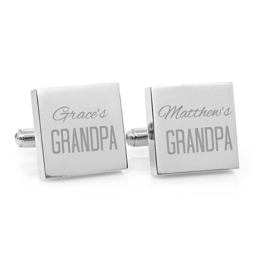 That's My Daddy – Engraved square silver and black cufflinks - Script font