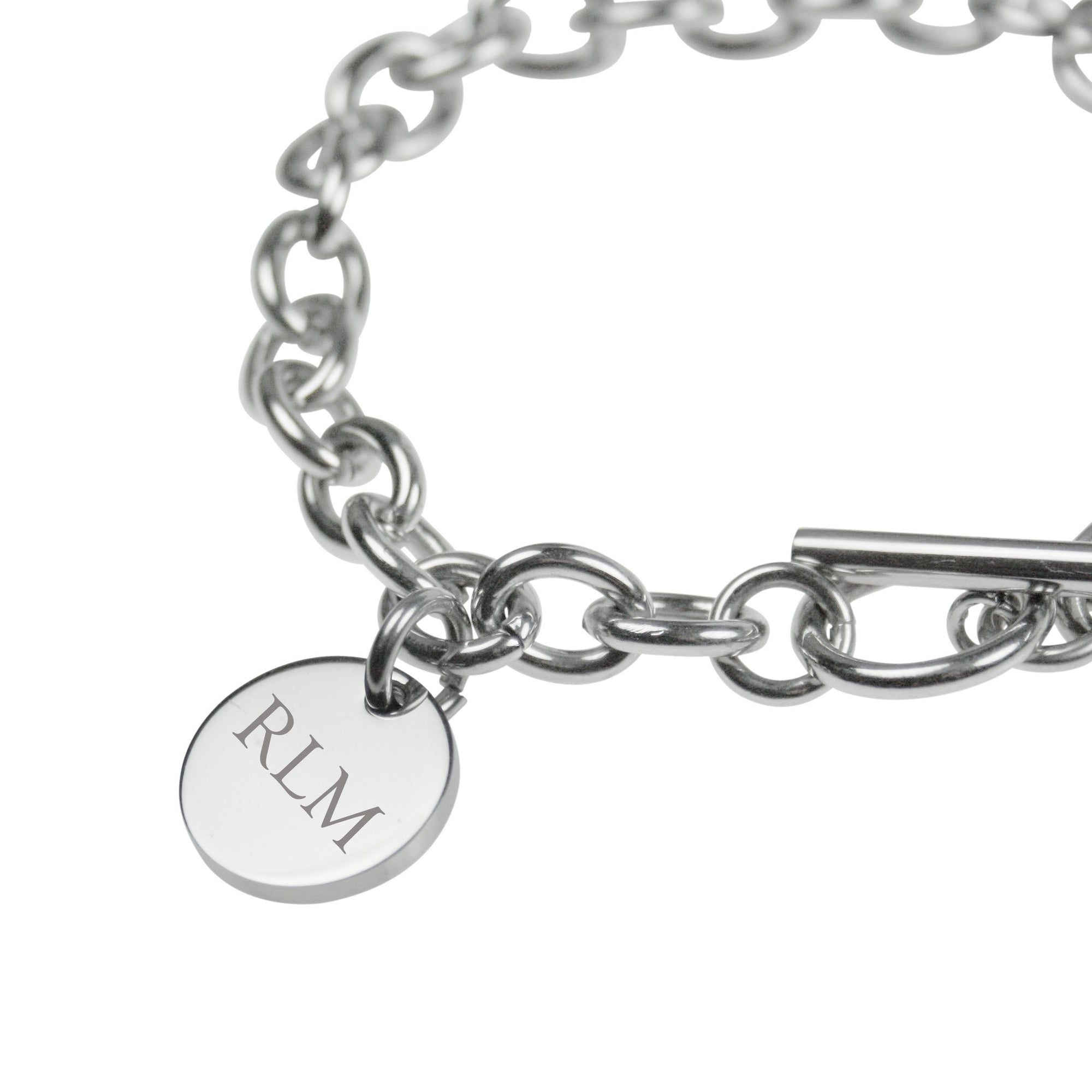 Silver Engraved Monogram Letter Bracelet - Classic font