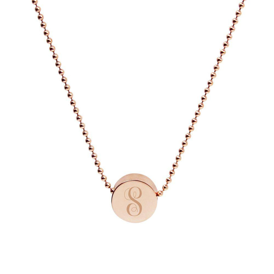 Engraved Letter Monogram Rose Gold Slider pendant (3 font options)