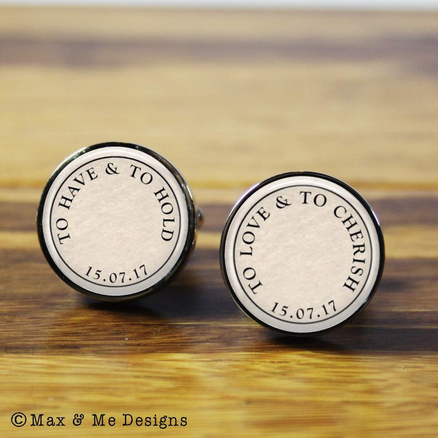 The Vows – round stainless steel cufflinks (Vintage background)