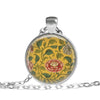 Vintage Floral - Mustard yellow - Love Lucy Silver Pendant
