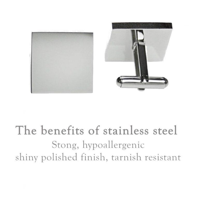 Best Man – Minimalist Engraved square stainless steel cufflinks
