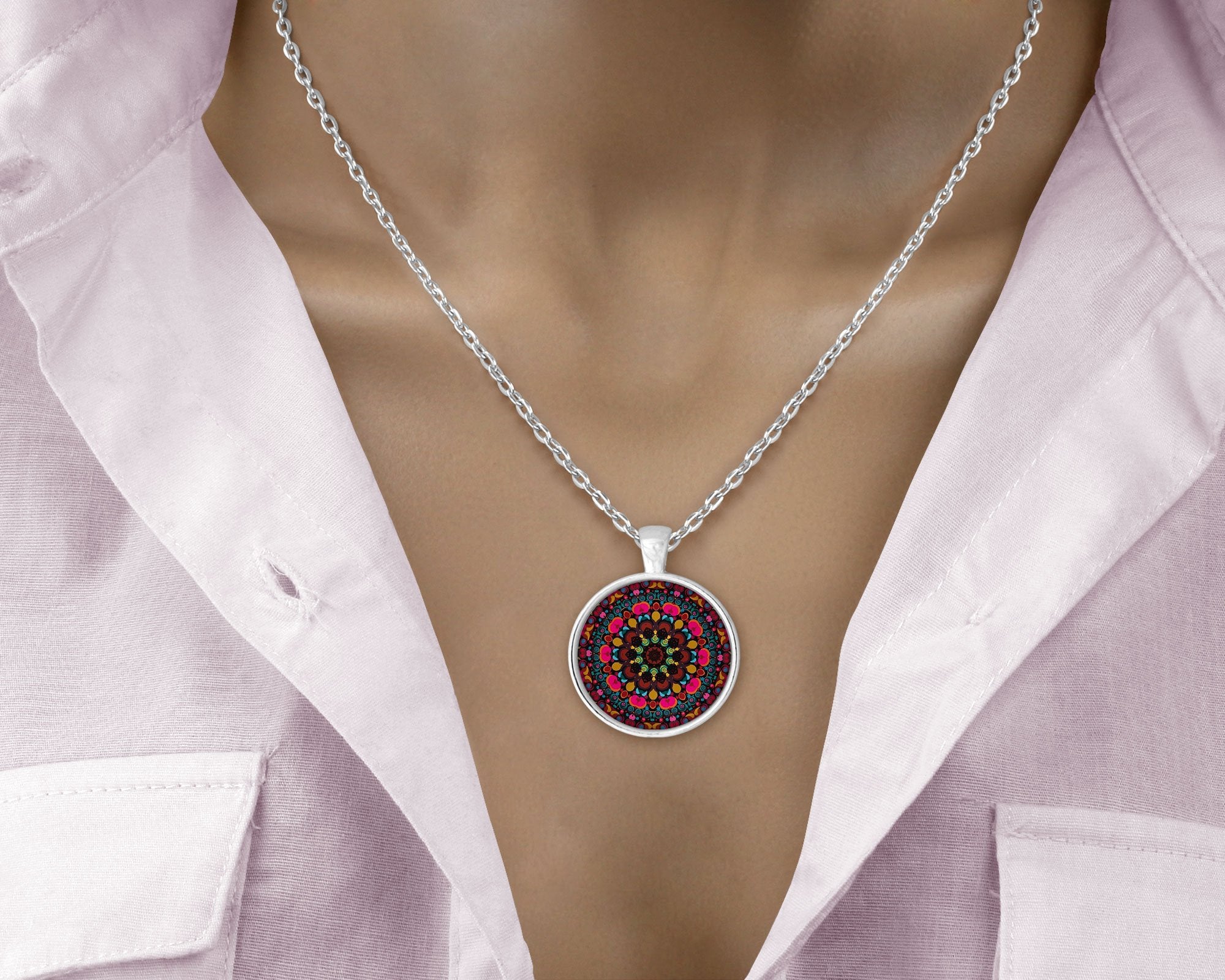 Kaleidoscope Mandala - Love Lucy Silver Pendant