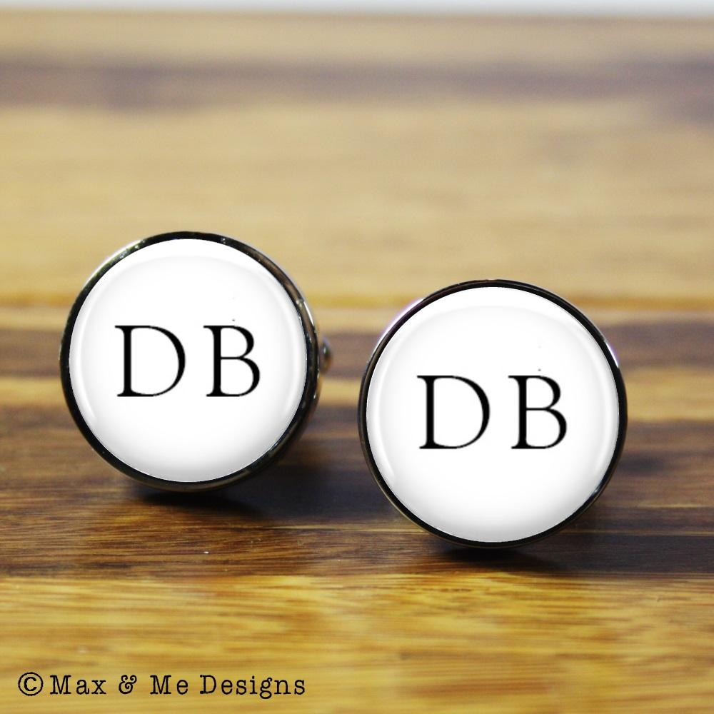 Classic Monogram – round stainless steel cufflinks