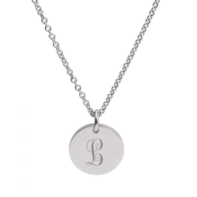 Silver Engraved Monogram Letter Pendant (3 font options)