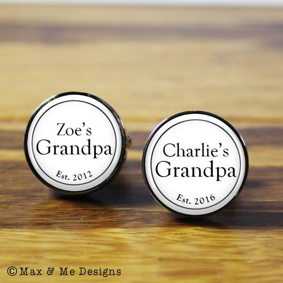My Grandpa – round stainless steel cufflinks